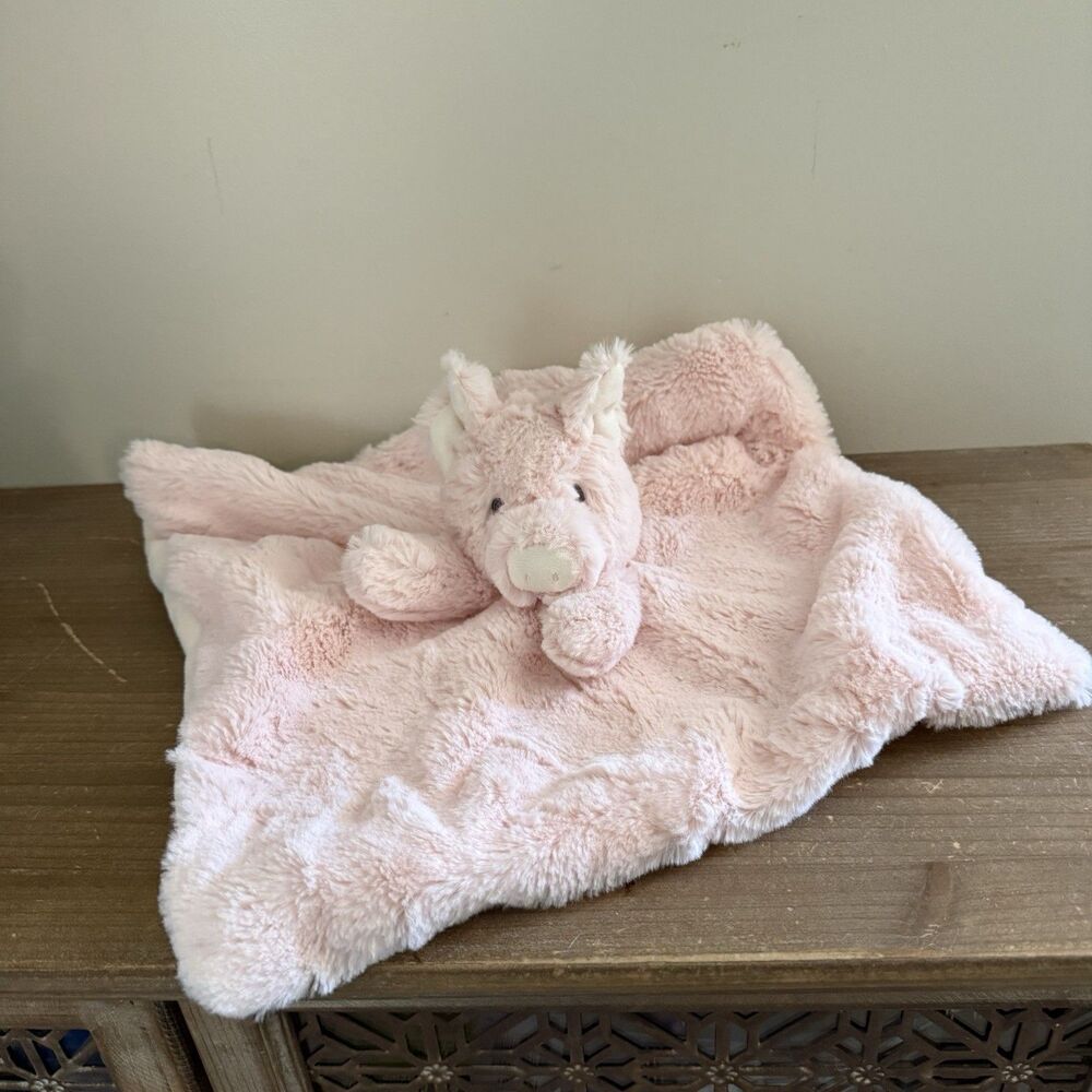 Kellytoy Pig Piggy Security Blanket K Luxe Baby Soft Plush Lovey Rattle Toy Pink